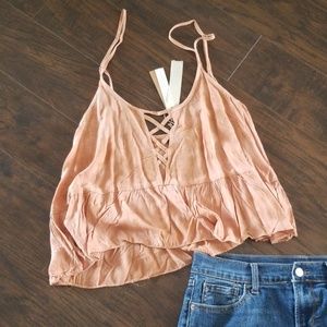 Orange pink crop top